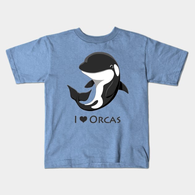 I Love Orcas Cute Killer Whale Kids T-Shirt by csforest